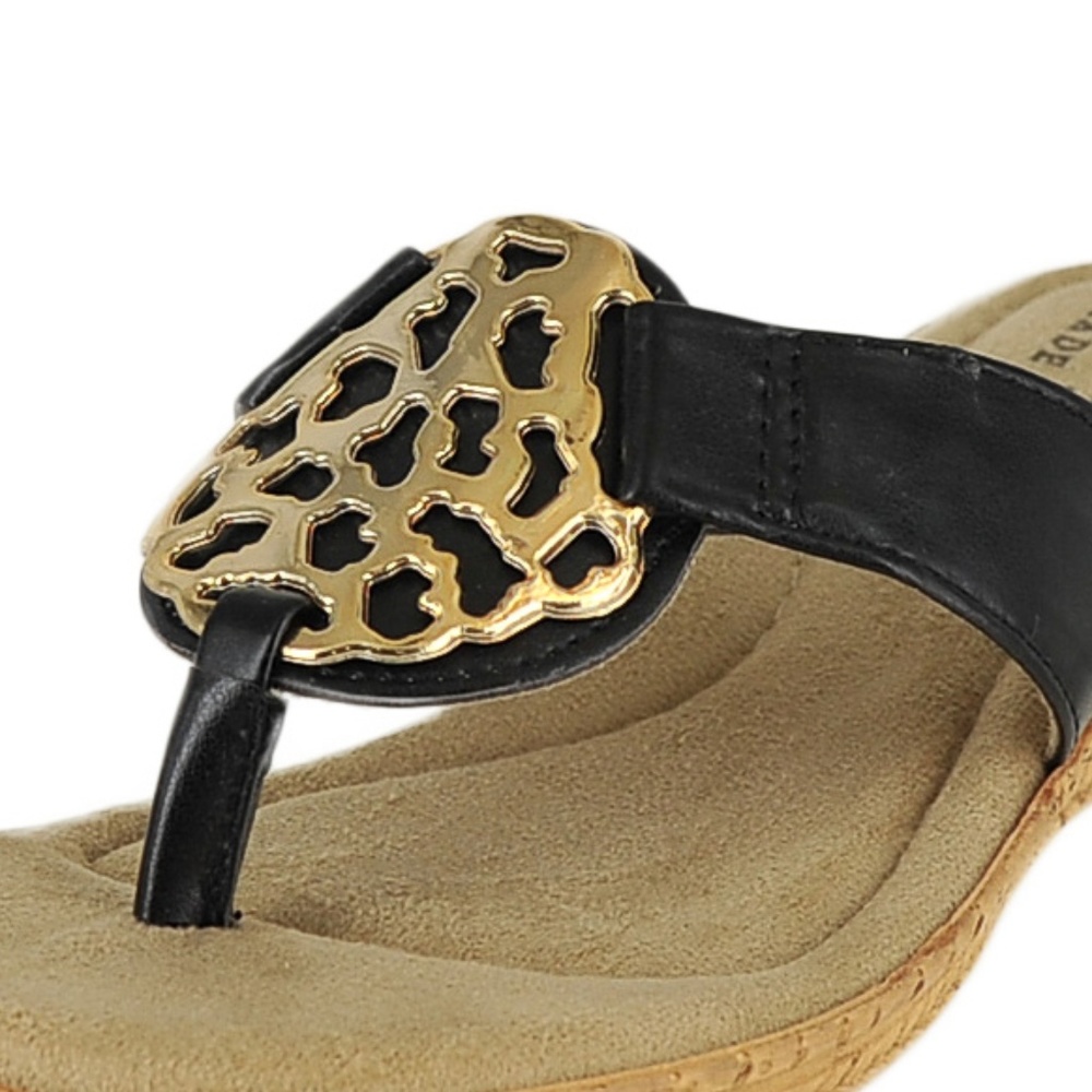 EasyStreet TuscanyRassono Black Wedge Thong Sandal - Picture 5 of 5